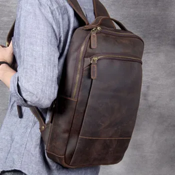 

Men Leather Computer Bag Vintage Luxury Backpack School Bags For Teenage Boys Bagpack Original Handmade Suede Cowhide Backpacks
