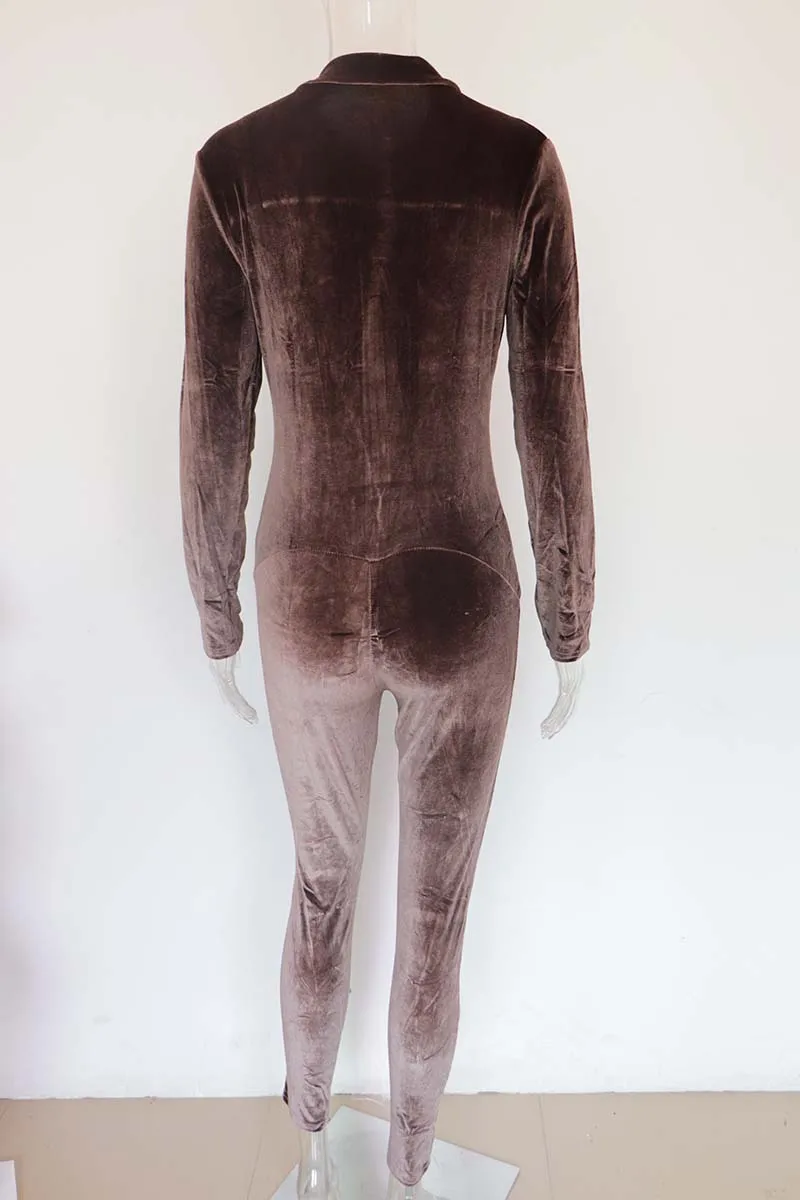 chocolate velvet jumpsuit