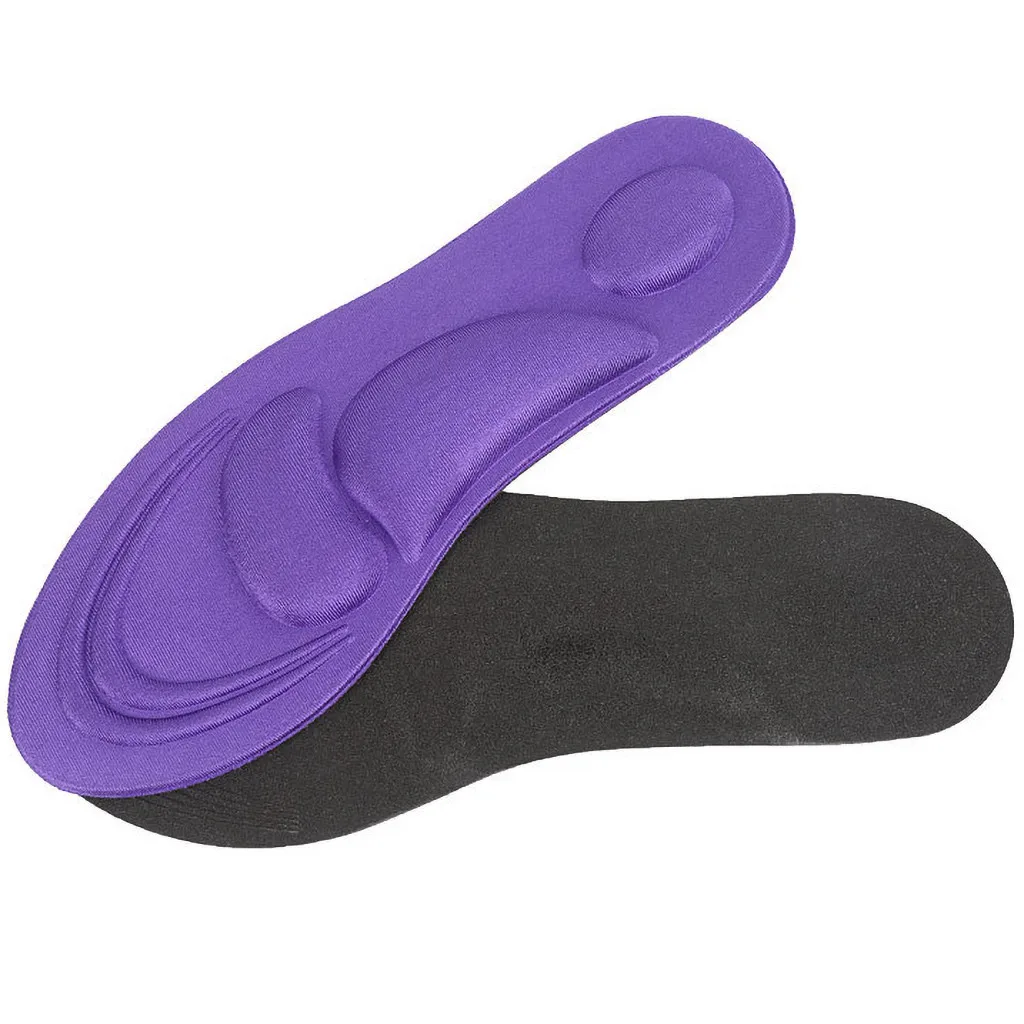 Purple S 4D arch sponge Insole Sport breathable moisture absorption Pad Shock Shoes soft comfortable Pads Soft Insole Reduce Stress 10.9 - Color: Purple S