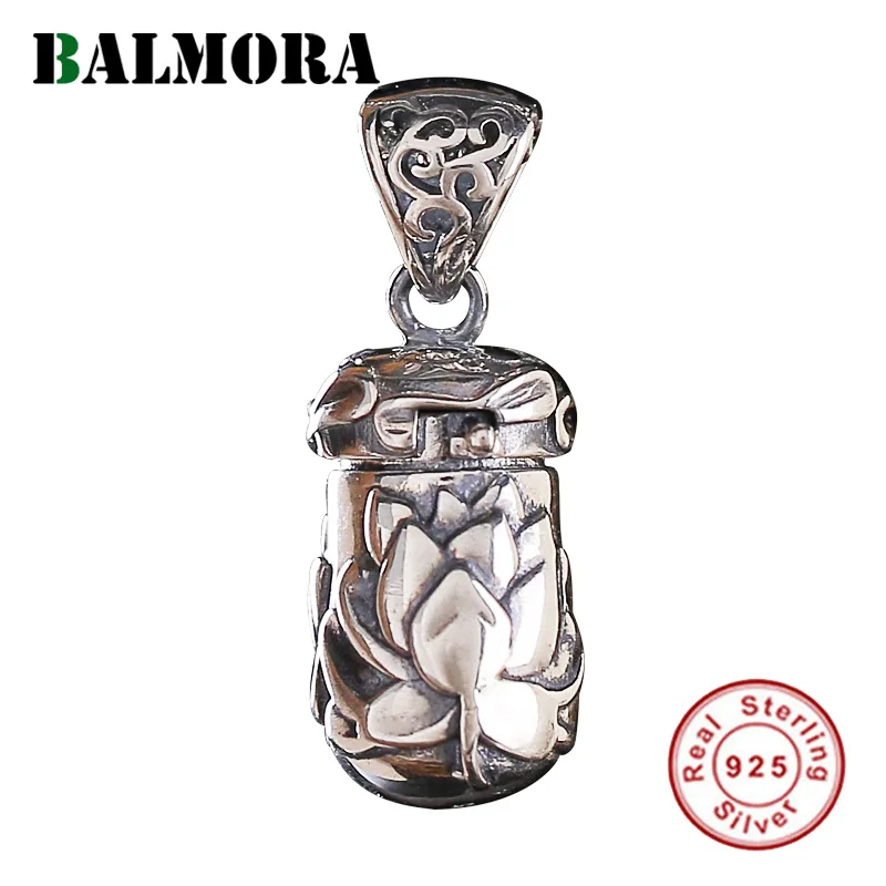 BALMORA, Настоящее 925 пробы, серебряные ювелирные изделия, винтажные Подвески в виде цветка лотоса, подходят для ожерелья, Женские аксессуары, подарок можно открыть