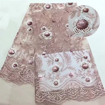 

High class French tulle lace fabric wedding net lace textile with sequins for dress JNZ402(5yards/lot)