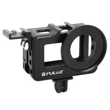 

PULUZ PU331B Cold Shoe Mount Metal Housing Cage T for DJI OSMO Action Sport Camera Protective Case Frame Shell with 52mm UV Lens