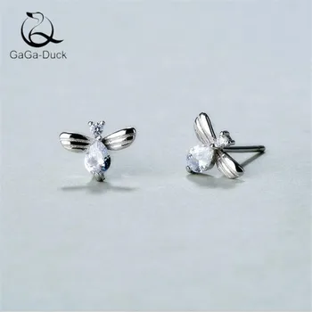 

New Temperament Sweet Crystal Personality Sweet Insect 925 Sterling Silver Fashion Jewelry Bee Fresh Women Stud Earrings E742