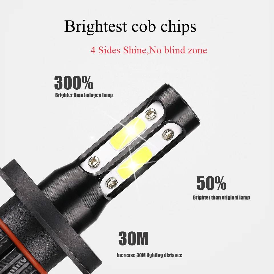 Anmingpu 2x4 стороны H4 светодиодные фары лампы 6500K 90W 10000LM H7 Led Canbus H8 H9 H11 светодиодные 9005 HB3 9006 HB4 Авто светодиодные фары 12 В
