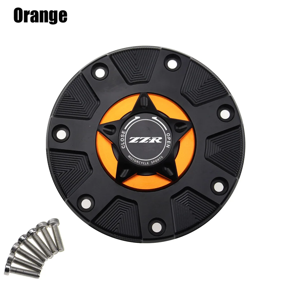 Orange ZZR крышка газового топливного бака для Kawasaki ZZR400 ZZR600 ZZR1100 1993-2006 аксессуары для мотоциклов CNC алюминиевая масляная крышка мотоцикла - Цвет: Orange