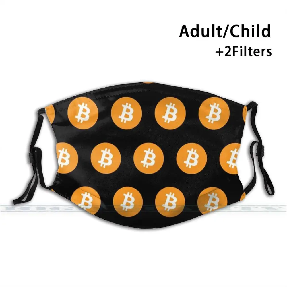 Многоразовая маска с рисунком биткоина Btc криптовалюты фильтром Pm2.5 модная для