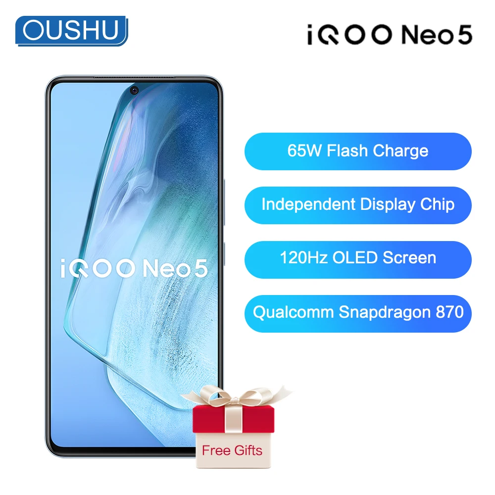 Смартфон IQOO neo 5 5G дюйма Snapdragon 870 66 Вт сотовый телефон с зарядным устройством UFS3.1 6 62