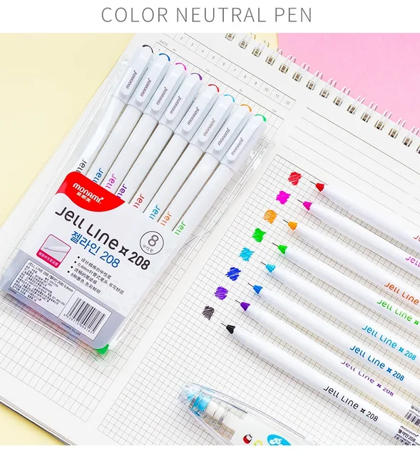 12pcs Color Gel Ink Pen Set Ballpoint 0.5mm Transparent Body Colorful  Marker Liner Highlighter Drawing A6127