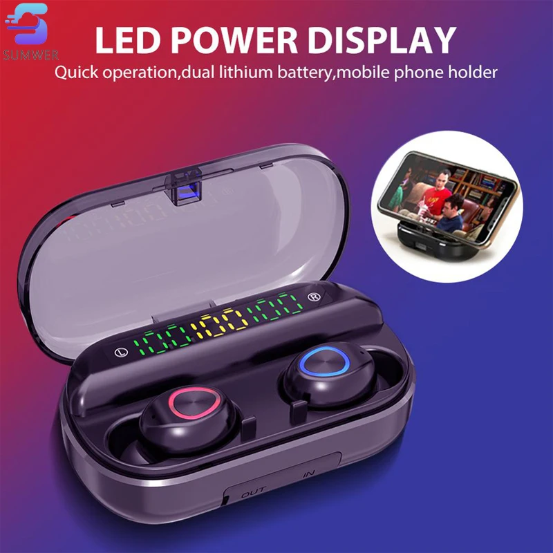 Portable LED Digital Display 5 0 Bluetooth Headset TWS V10 Binaural Wireless Headphone with Noise Cancelling Headphones