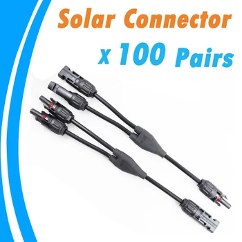 

100 Pairs/Lot Solar Panel Y Type 1 to 2 Solar Connectors M-FF and F-MM Branch Cable PV SLAR PANEL CONNECTOR Wholesale