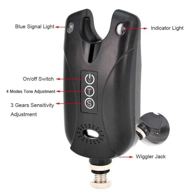 

Adjustable Tone Volume Fishing Throwing Rod Fishing Alarm Fishing Bite Alarms Fishing Receiver Sound Alert LED Alarm Indicator