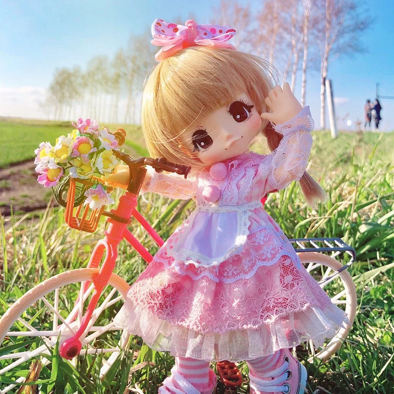 Adollya Bjd Doll Accessories Toys Dolsl Bicycle Matching Doll Bikes Accessories With Basket Dolls for Girls Children Gifts