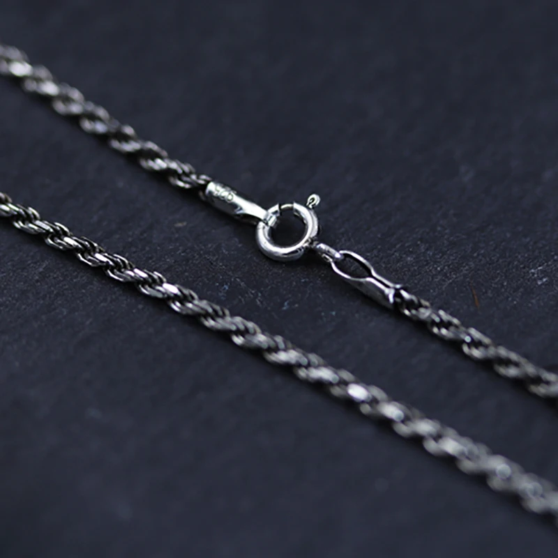Daesar 925 Sterling Silver Necklace for Men Women Necklace Pendant Punk Silver Necklace Twist Chain Length 45-80CM