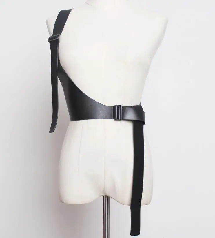 

Women's runway fashion one shoulder pu leather Cummerbunds female Dress Corsets Waistband Belts decoration wide belt R1890