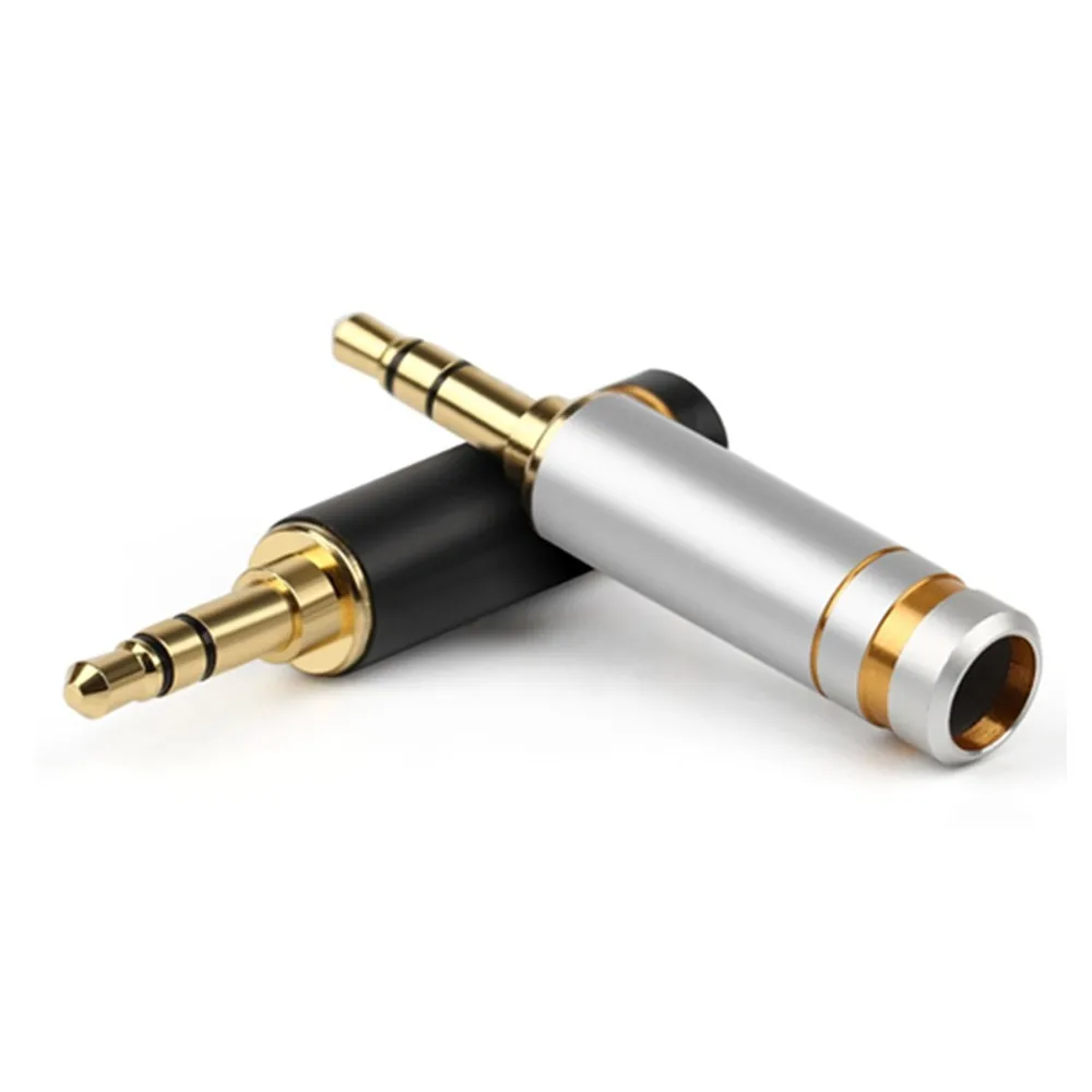 10pcs 3 5MM Audio Jack Gold Rhodium Plated Headphone Connector 3 5mm Solder Male DIY Minijack 3 5MM Plug 3 Polos Stereo Adapter
