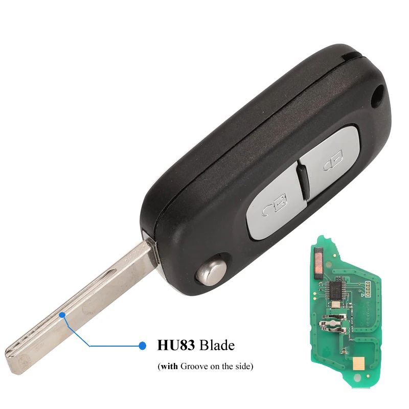 HU83 Key ASK/FSK 2 BTN 433 МГц PCF7961A ID46 флип дистанционный ключ для Renault Clio III Clio 3 Kangoo Master Modus Twingo 2006- 7701210033 - Color: HU83 Key