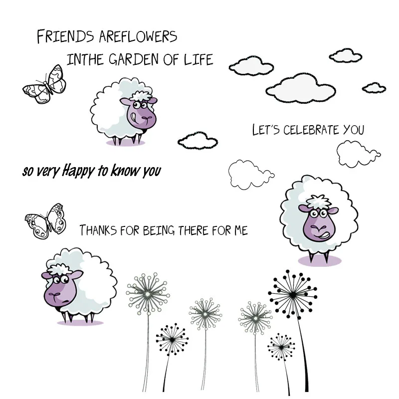 

ZhuoAng Purple lamb and dandelion Clear Stamps For DIY Scrapbooking/Card Making Decorative Silicon Stamp Craf