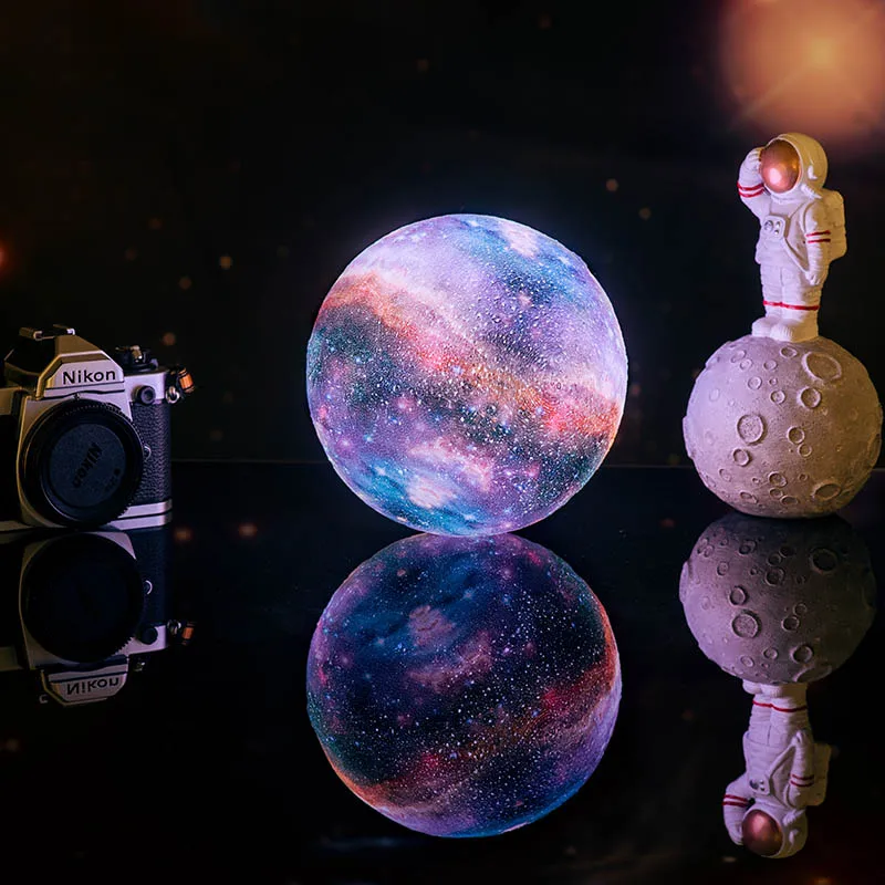 Dropship 3D принт Галактическая лампа как лунный свет лучший Рождественский светильник s Ночной светильник в помещении с изображением луны и звезд, светильник украшения - Испускаемый цвет: 15cm-5.90inch