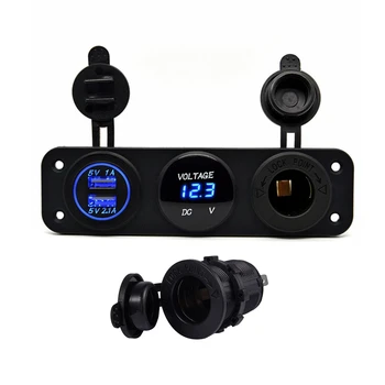 

2 Pcs 12V/24V Car Boat 2.4A USB Charger Port Socket with Switch, 3.7x3.7x5Cm & 15X4.2Cm