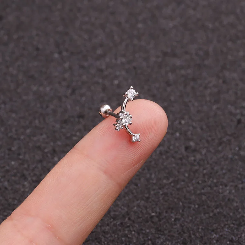 FZHI003200804 20 г пирсинг для уха Cz луна и звезда хрящевая спираль Tragus Conch Rook нержавеющая сталь закручивающаяся задняя часть серьги для ушного хряща - Окраска металла: FZHI003200804