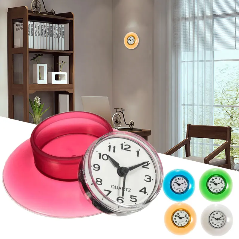 Suction Wall Clock Shower Waterproof Mirror Timer Sucker Bathroom Home Decor