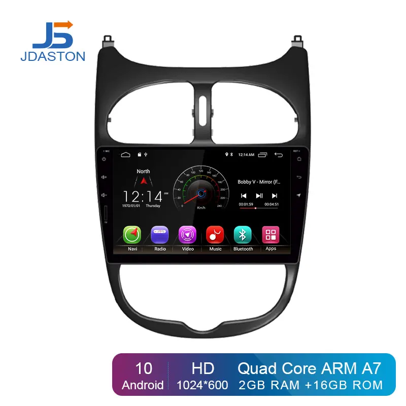 JDASTON Android 10 0 Автомобильный DVD плеер для Peugeot 206 мультимедиа видео WIFI GPS навигация 1 Din