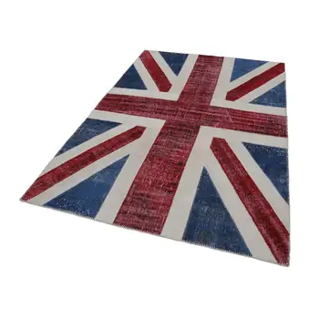 

173x244 Cm British Handmade Flag Patchwork Rug-6x8 Ft