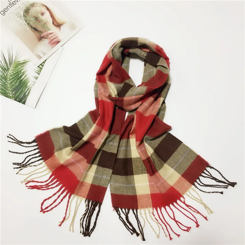 Детский шарф, Осенние Зимние теплые шарфы для мальчиков и девочек, клетчатый искусственный кашемир, шарфы, модный шейный платок
