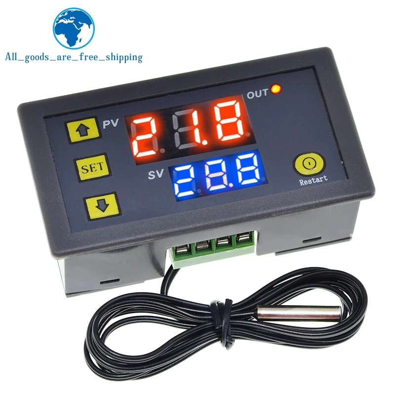 W3230 12v 24v Ac110-220v Probe Line 20a Digital Temperature Control Led ...