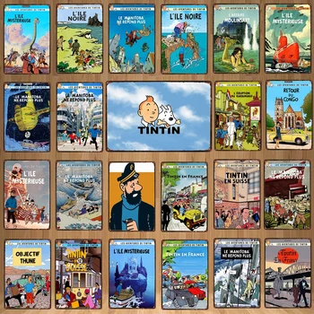 

Adventures of Tintin Metal Sign Vintage Style Cafe Wall Home Art Kids Room Decoration Unique Gift DU-6238A