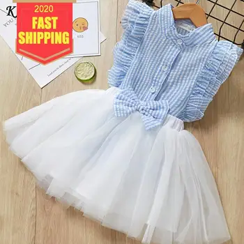 

Keelorn Girls Clothing Sets 2020 New Summer Girls Clothes Kids Set Fashion T-shirt+Big bow short skirt for girls kids clothes