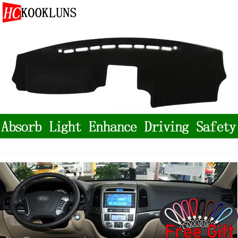 

Чехол для приборной панели Hyundai Santa Fe 2007 2008-2012, Солнцезащитный коврик для приборной панели, коврик, коврик, автомобильные наклейки, аксессуары для интерьера