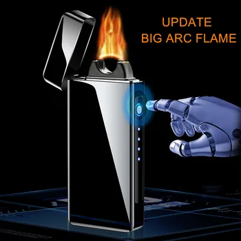 

2020 Rechargeable Electronic USB Big Flame Lighter Pulse Windproof Double Arc Electric Lighters Plasma Flameless Father's Day