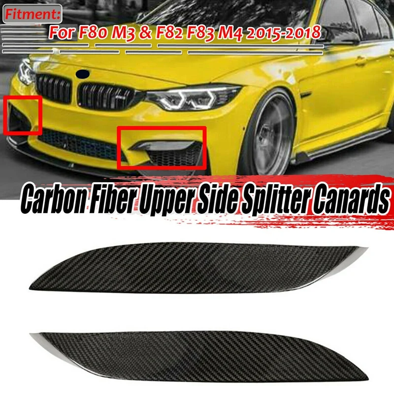 Car Real Carbon Fiber Front Bumper Side Splitter Canards Lip Spoiler For-BMW F80 M3 F82 F83 M4 2015-2018 | Автомобили и мотоциклы