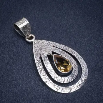 

Natural Citrine Handmade Unique 925 Sterling Silver Pendant 2" B3126