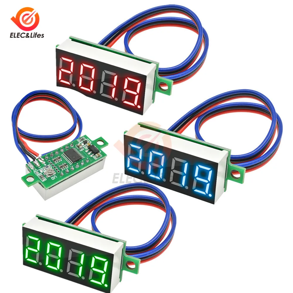 0,36 дюймов Мини цифровой вольтметр постоянного тока 0-100 V 3 провода 4 бит высокоточный, напряжения метр Панель тестер для вольтметр Для электромобиля или мотоцикла автомобиля