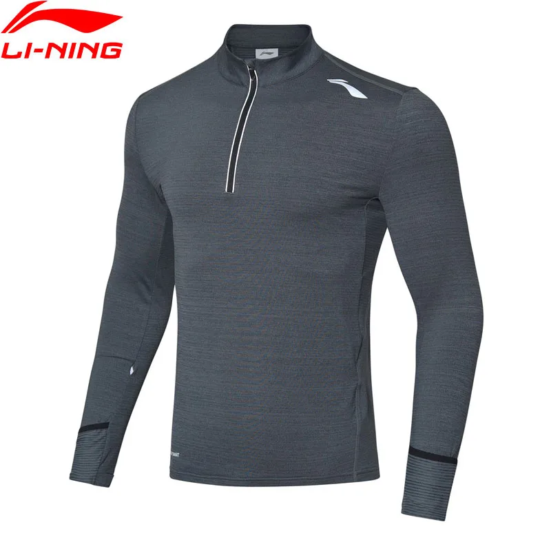 Li-Ning Мужская футболка для бега с длинным рукавом на сухой Смарт 92% полиэстер 8% спандекс дышащая подкладка спортивные топы ATLP051 MTL1054