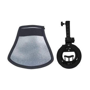 

1pcs Bracket Pro Mount Adapter Holder For Speedlite Snoot Flash Softbox with Hand Grip & 1pcs Flash Diffuser Silver/White Reflec