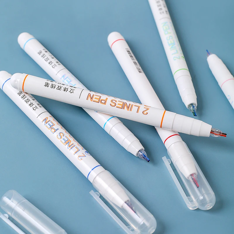 

Creative Gel Pen Double Line Pen Cute Cartoon Double Color Marker Colors Pen Colorful Stationery School Supply