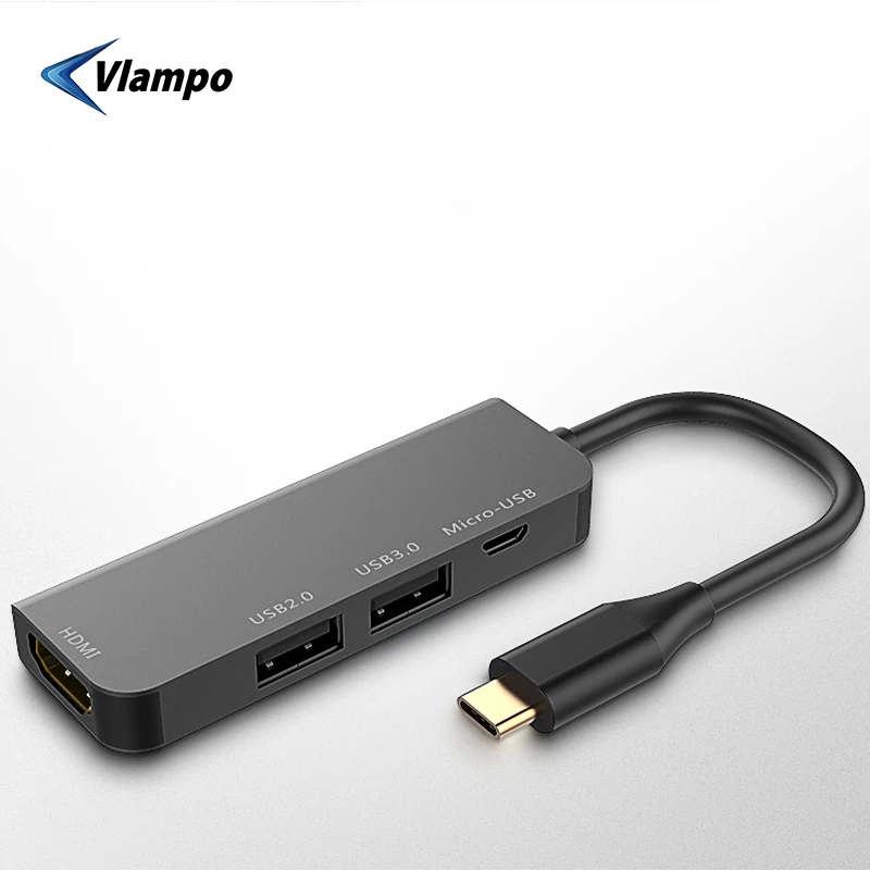 VLAMPO High Speed Type C to HDMI USB3 0 USB2 0 Micro USB 4 USB Ports 1