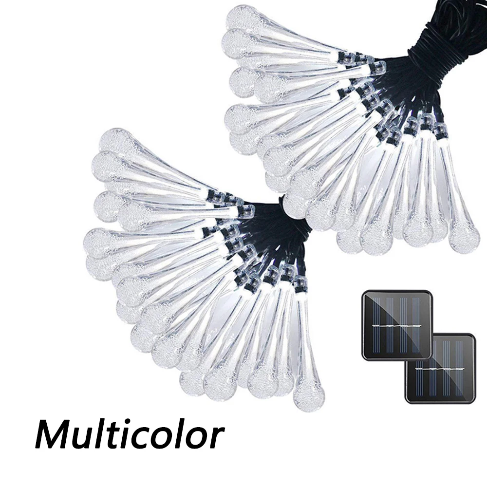 Solar Light String Copper Wire Fairy Water Drop Craft LED string lights Wedding Christmas New Year Holiday Decoration - Цвет: Multicolor
