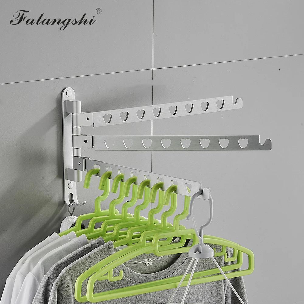 Aluminum Black Clothes Rack Swivel Folding Clothes Hanger Rack Dryer Balcony Drying Rack For Clothes Hanger Wall Mounted WB3017 4