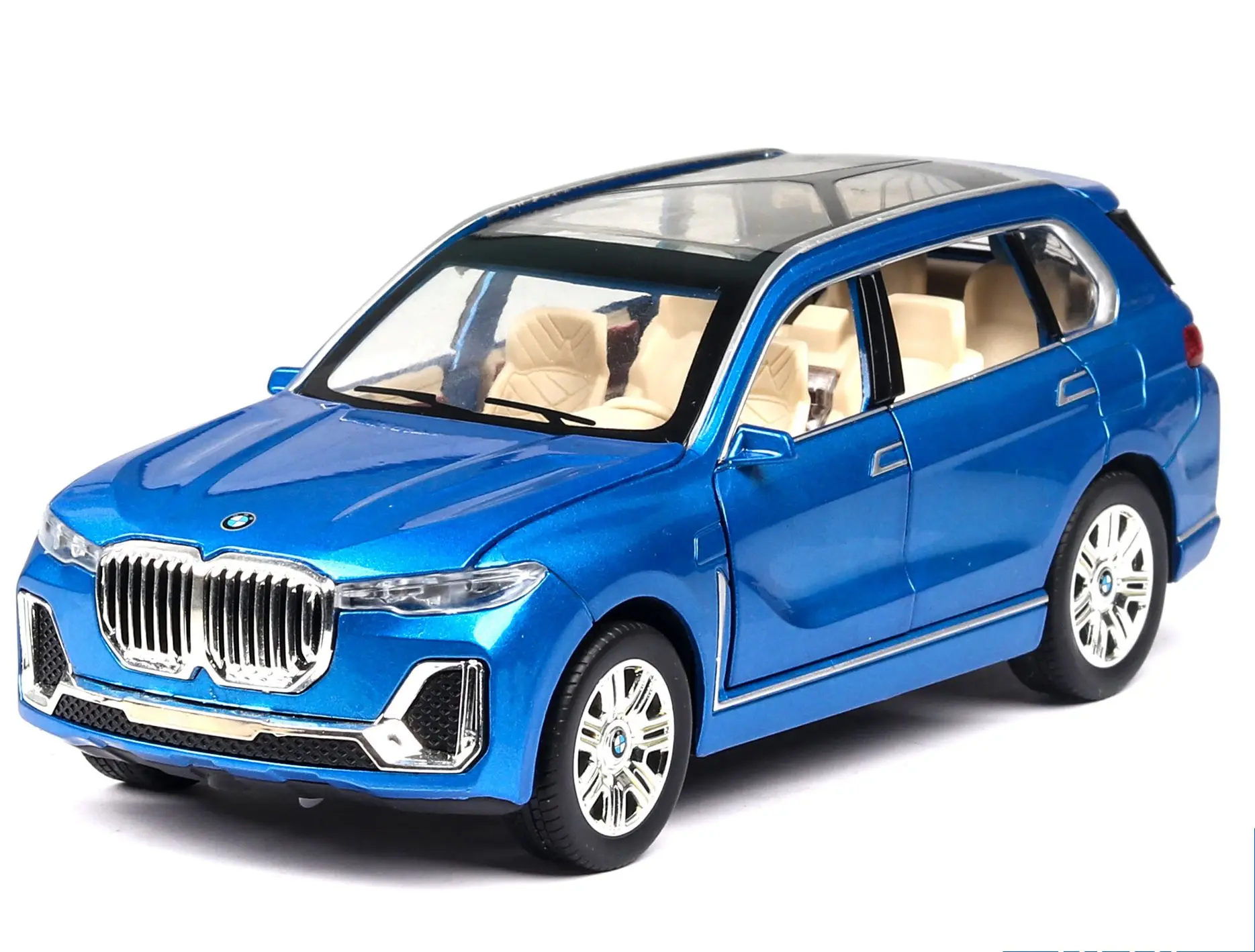 1:24 модель автомобиля X7 Модель Детская игрушка сплав модель автомобиля звук и светильник открываются двери Рождественский подарок детские игрушки - Цвет: blue