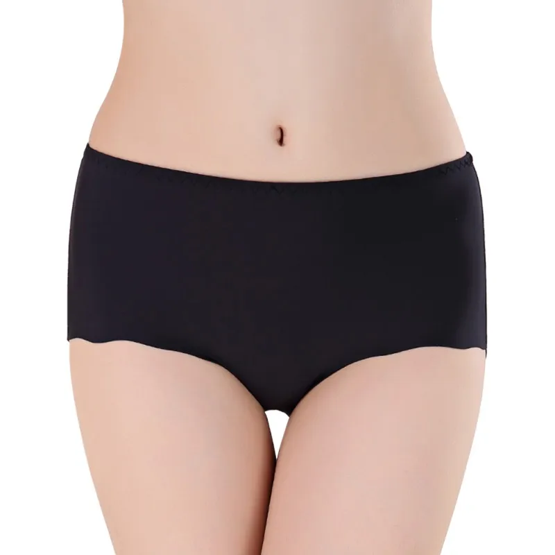 Feminine seamless trim ruffled panties plus size women's panties - Цвет: Черный