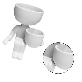 

Ceramic Flower Pot Human Shaped Planter Creative Plant Container Desktop Decoration White (8x6x10cm)