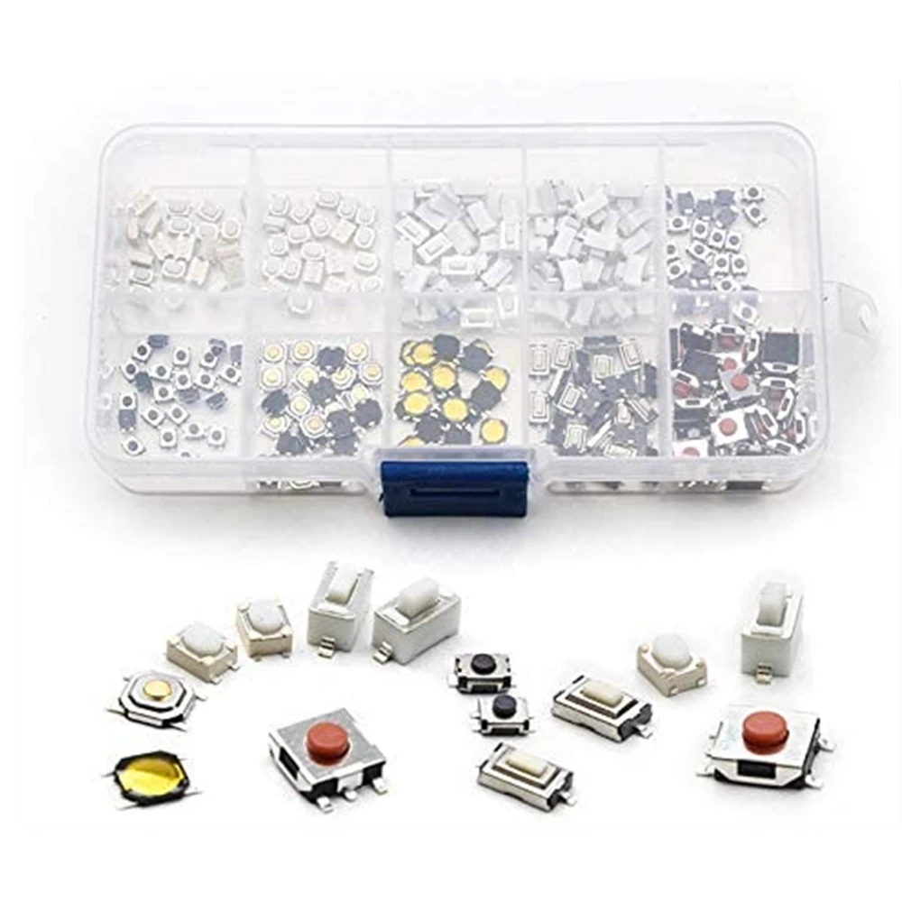 250Pcs 10-Types Tactile Push Button Switch Car Remote Control Keys Button Touch Microswitch light sensor switch