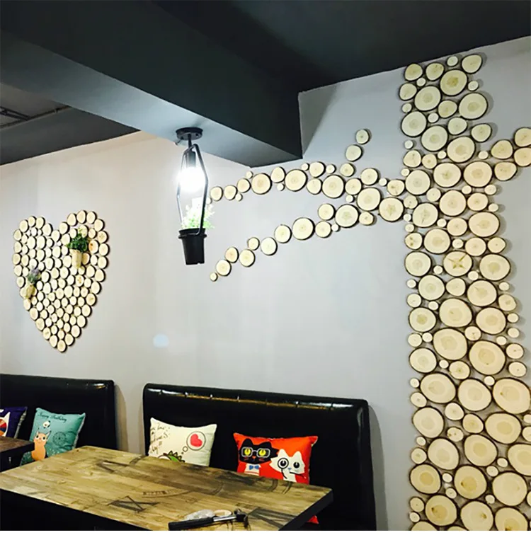 Фон сделай сам украшение стены круглые твердые деревянные фишки креативные декоративные деревянные фишки на фоне стены бара кафе