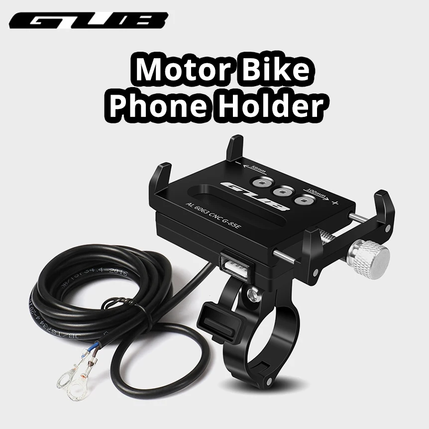 

GUB G-85E Aluminum USB Rechargeable Motorcycle Phone Holder Electric Bike Phone Mount Support GPS For 4.0-6.7 inch Phone Holder