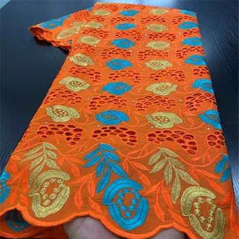 

Latest Style African Dry Lace Fabric High Quality Burnt Orange African Wedding Lace Silk Milk African Swiss Voile Lace NA3240B-1