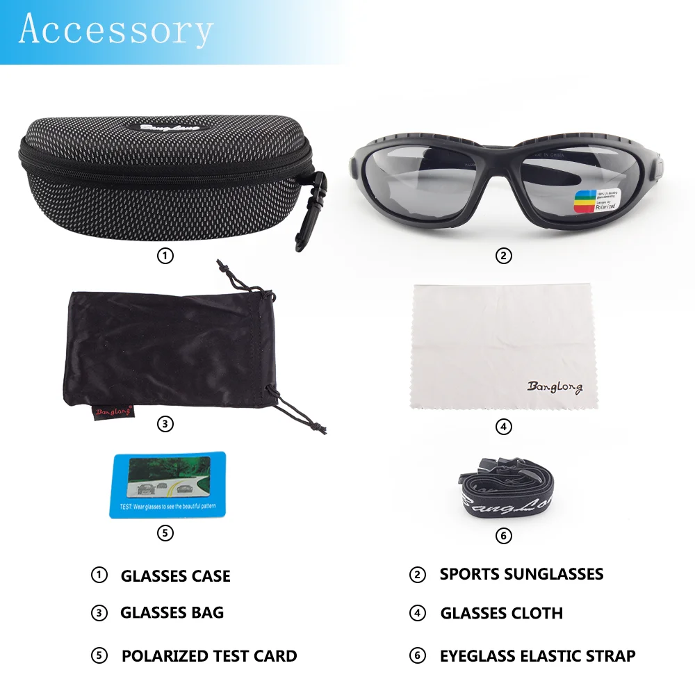 BANGLONG polarized sports sunglasses men and women anti-fog riding glasses outdoor anti-UV mountaineering fishing sunglasses